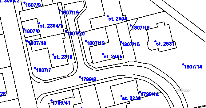 Parcela st. 2465 v KÚ Týn nad Vltavou, Katastrální mapa