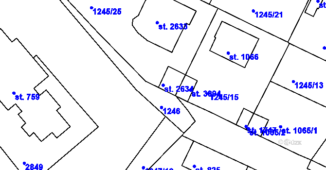 Parcela st. 2634 v KÚ Týn nad Vltavou, Katastrální mapa