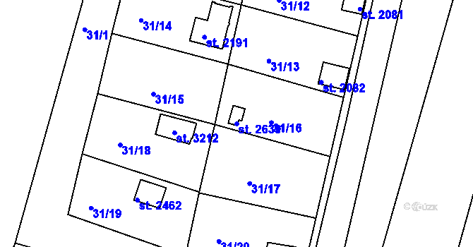 Parcela st. 2639 v KÚ Týn nad Vltavou, Katastrální mapa