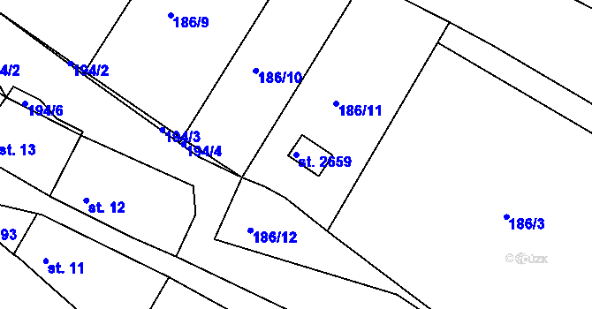 Parcela st. 2659 v KÚ Týn nad Vltavou, Katastrální mapa