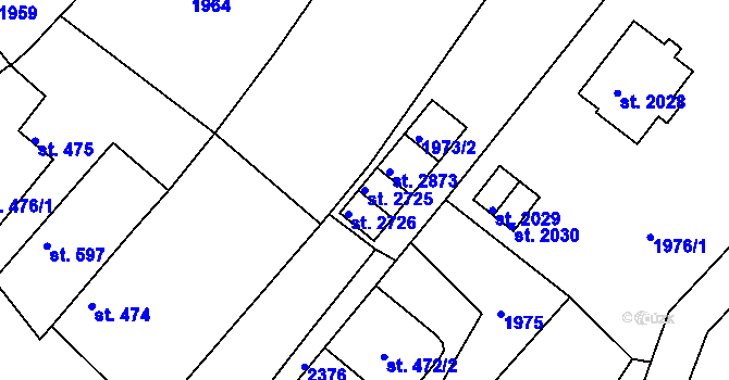 Parcela st. 2725 v KÚ Týn nad Vltavou, Katastrální mapa