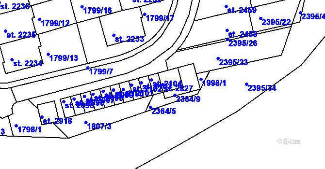 Parcela st. 2827 v KÚ Týn nad Vltavou, Katastrální mapa