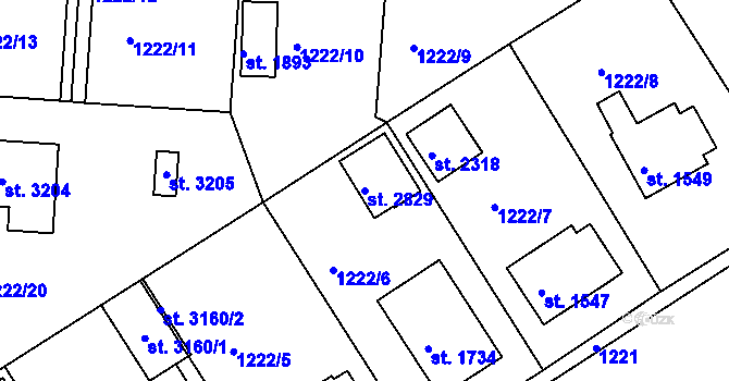 Parcela st. 2829 v KÚ Týn nad Vltavou, Katastrální mapa