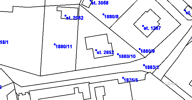 Parcela st. 2852 v KÚ Týn nad Vltavou, Katastrální mapa