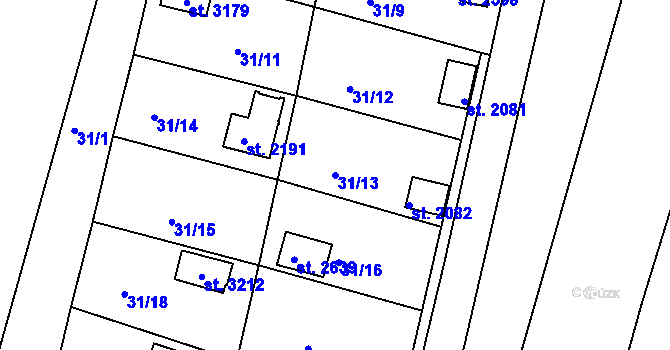 Parcela st. 31/13 v KÚ Týn nad Vltavou, Katastrální mapa