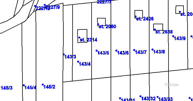 Parcela st. 143/5 v KÚ Týn nad Vltavou, Katastrální mapa