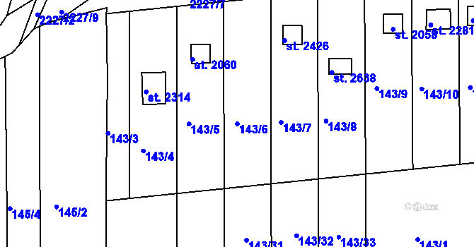Parcela st. 143/6 v KÚ Týn nad Vltavou, Katastrální mapa