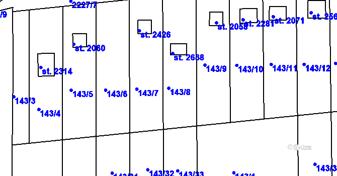 Parcela st. 143/8 v KÚ Týn nad Vltavou, Katastrální mapa