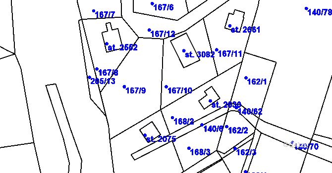 Parcela st. 167/10 v KÚ Týn nad Vltavou, Katastrální mapa