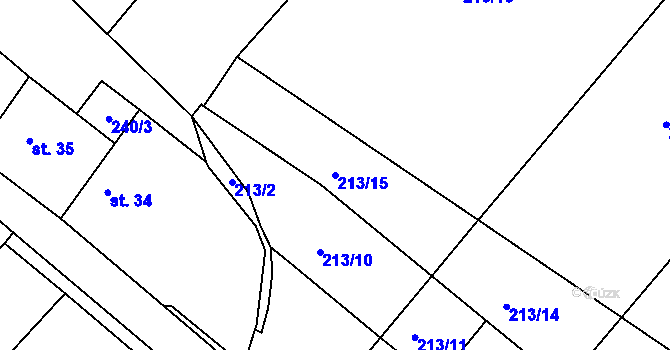 Parcela st. 213/15 v KÚ Týn nad Vltavou, Katastrální mapa