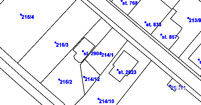 Parcela st. 214/1 v KÚ Týn nad Vltavou, Katastrální mapa
