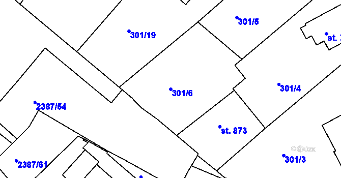 Parcela st. 301/6 v KÚ Týn nad Vltavou, Katastrální mapa