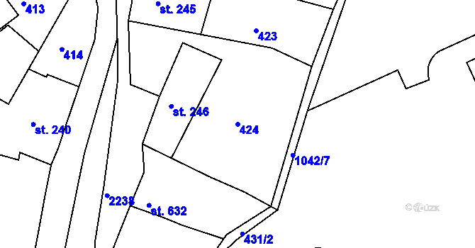 Parcela st. 424 v KÚ Týn nad Vltavou, Katastrální mapa