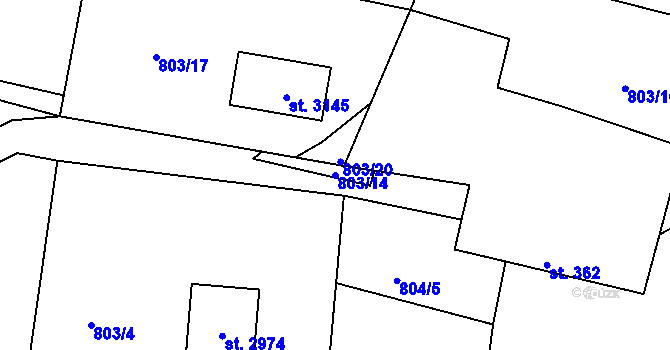 Parcela st. 803/14 v KÚ Týn nad Vltavou, Katastrální mapa