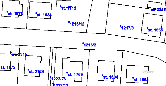 Parcela st. 1216/2 v KÚ Týn nad Vltavou, Katastrální mapa