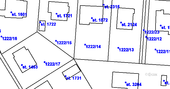 Parcela st. 1222/14 v KÚ Týn nad Vltavou, Katastrální mapa