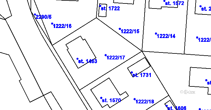 Parcela st. 1222/17 v KÚ Týn nad Vltavou, Katastrální mapa