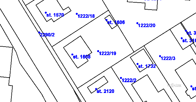 Parcela st. 1222/19 v KÚ Týn nad Vltavou, Katastrální mapa