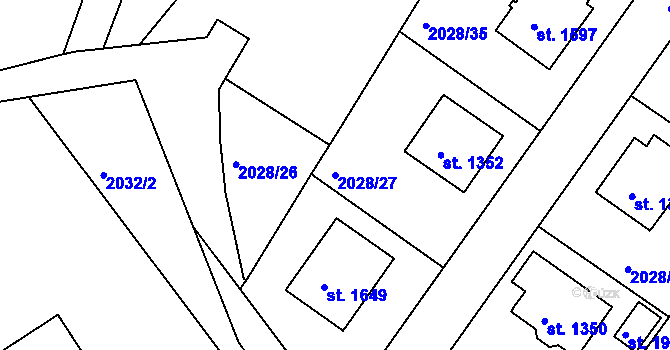 Parcela st. 2028/27 v KÚ Týn nad Vltavou, Katastrální mapa