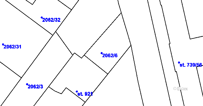 Parcela st. 2062/6 v KÚ Týn nad Vltavou, Katastrální mapa