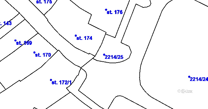Parcela st. 2214/25 v KÚ Týn nad Vltavou, Katastrální mapa