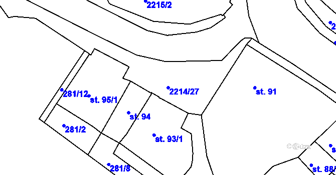 Parcela st. 2214/27 v KÚ Týn nad Vltavou, Katastrální mapa