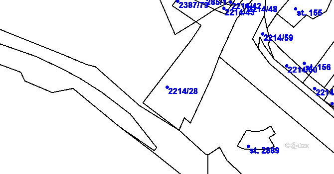 Parcela st. 2214/28 v KÚ Týn nad Vltavou, Katastrální mapa