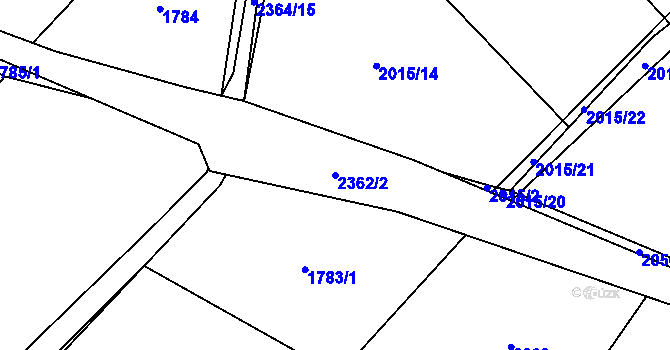 Parcela st. 2362/2 v KÚ Týn nad Vltavou, Katastrální mapa
