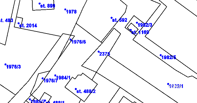 Parcela st. 2375 v KÚ Týn nad Vltavou, Katastrální mapa