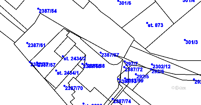Parcela st. 2387/67 v KÚ Týn nad Vltavou, Katastrální mapa