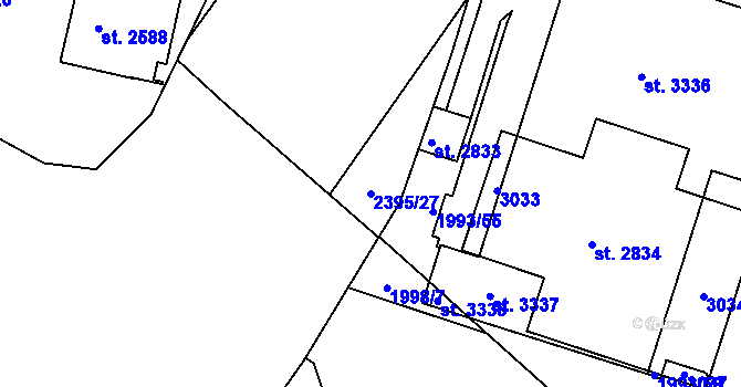 Parcela st. 2395/27 v KÚ Týn nad Vltavou, Katastrální mapa