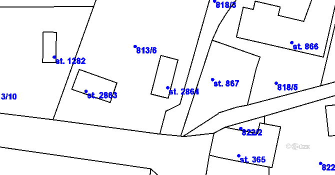 Parcela st. 2864 v KÚ Týn nad Vltavou, Katastrální mapa