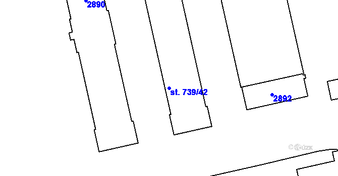 Parcela st. 739/42 v KÚ Týn nad Vltavou, Katastrální mapa