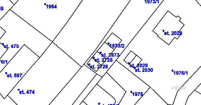 Parcela st. 2873 v KÚ Týn nad Vltavou, Katastrální mapa