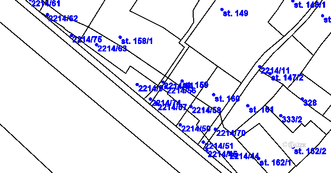 Parcela st. 2214/56 v KÚ Týn nad Vltavou, Katastrální mapa