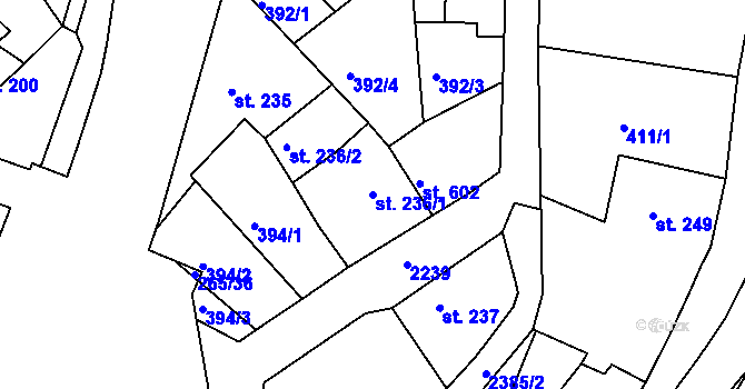 Parcela st. 236/1 v KÚ Týn nad Vltavou, Katastrální mapa