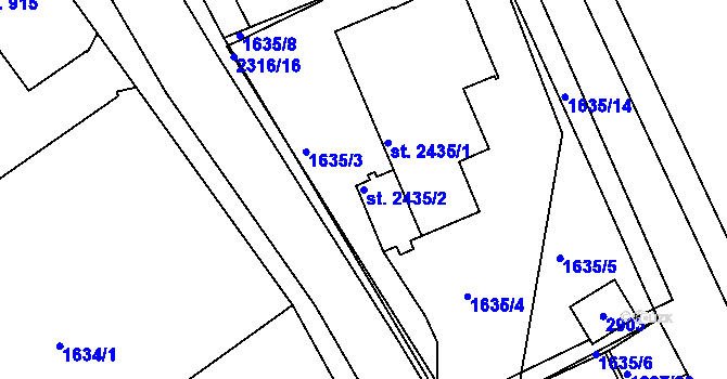 Parcela st. 2435/2 v KÚ Týn nad Vltavou, Katastrální mapa