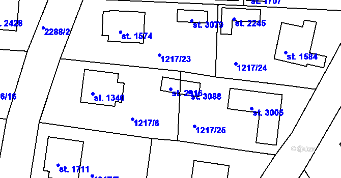 Parcela st. 2916 v KÚ Týn nad Vltavou, Katastrální mapa