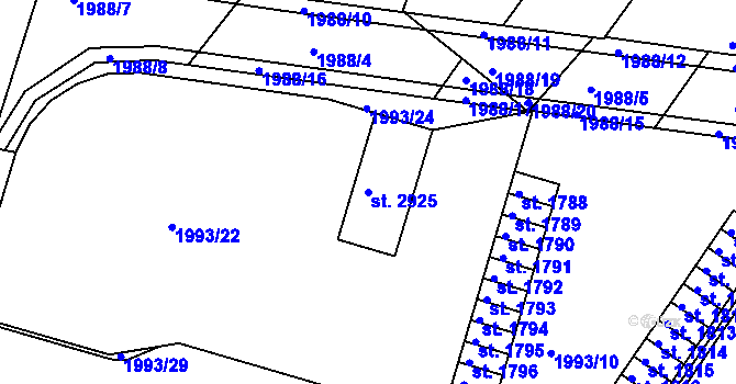 Parcela st. 2925 v KÚ Týn nad Vltavou, Katastrální mapa
