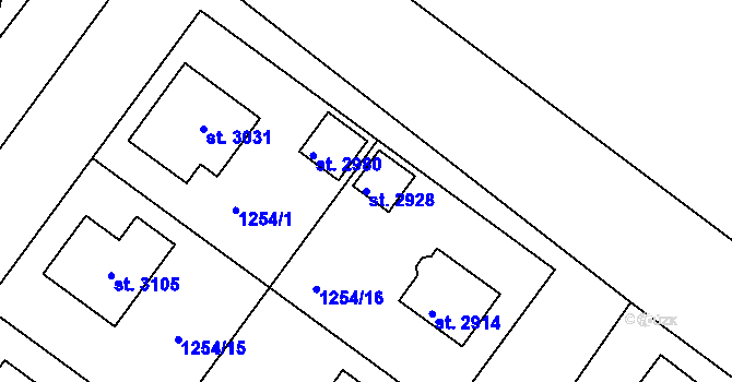 Parcela st. 2928 v KÚ Týn nad Vltavou, Katastrální mapa