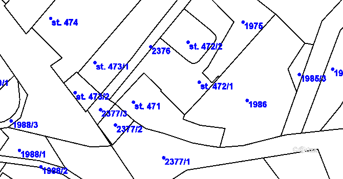 Parcela st. 472/1 v KÚ Týn nad Vltavou, Katastrální mapa