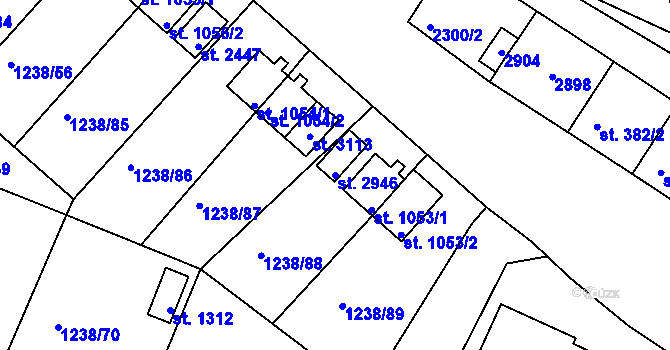 Parcela st. 2946 v KÚ Týn nad Vltavou, Katastrální mapa