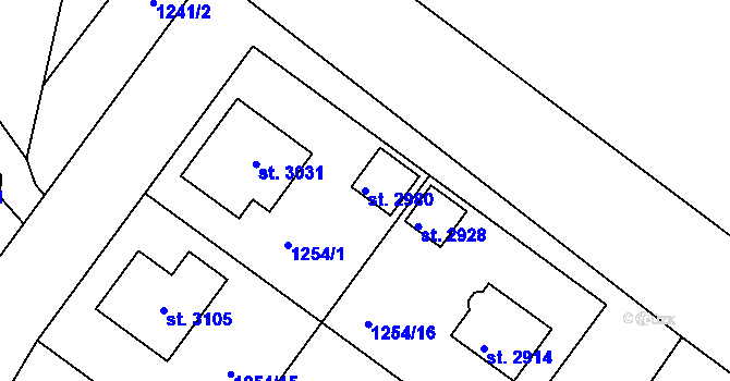 Parcela st. 2980 v KÚ Týn nad Vltavou, Katastrální mapa