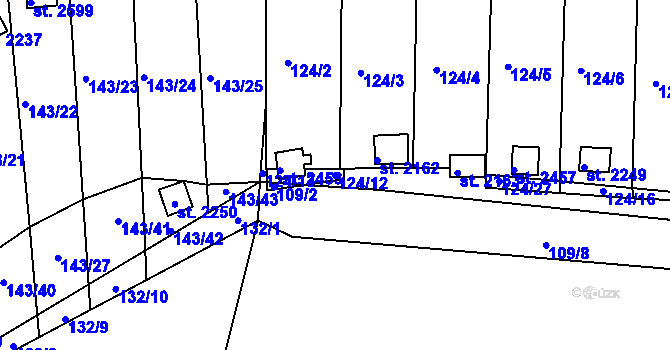 Parcela st. 124/12 v KÚ Týn nad Vltavou, Katastrální mapa