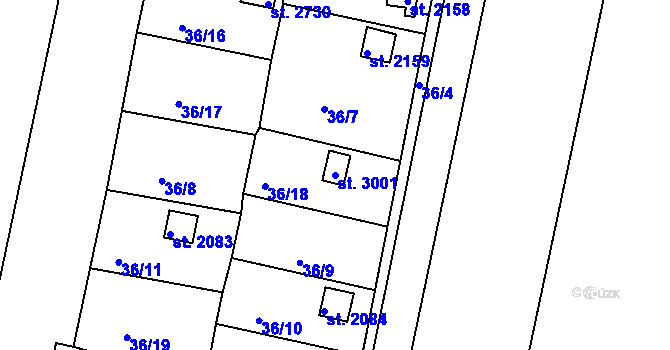 Parcela st. 3001 v KÚ Týn nad Vltavou, Katastrální mapa