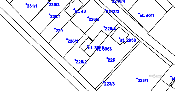 Parcela st. 3055 v KÚ Týn nad Vltavou, Katastrální mapa