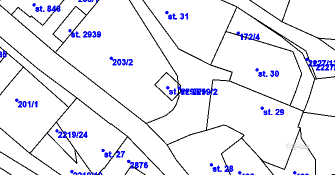 Parcela st. 2299/1 v KÚ Týn nad Vltavou, Katastrální mapa