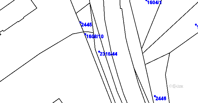 Parcela st. 2316/44 v KÚ Týn nad Vltavou, Katastrální mapa