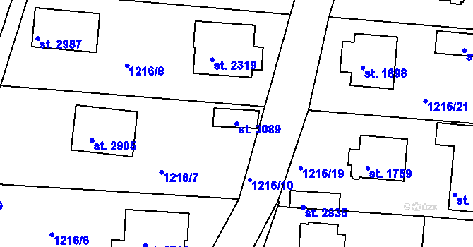 Parcela st. 3089 v KÚ Týn nad Vltavou, Katastrální mapa
