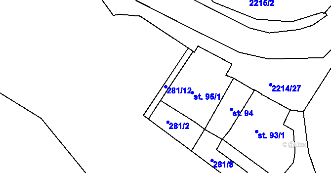 Parcela st. 281/12 v KÚ Týn nad Vltavou, Katastrální mapa